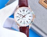 High Quality Replica IWC Pilot's White Dial Rose Gold Bezel Brown Leather Strap Watch